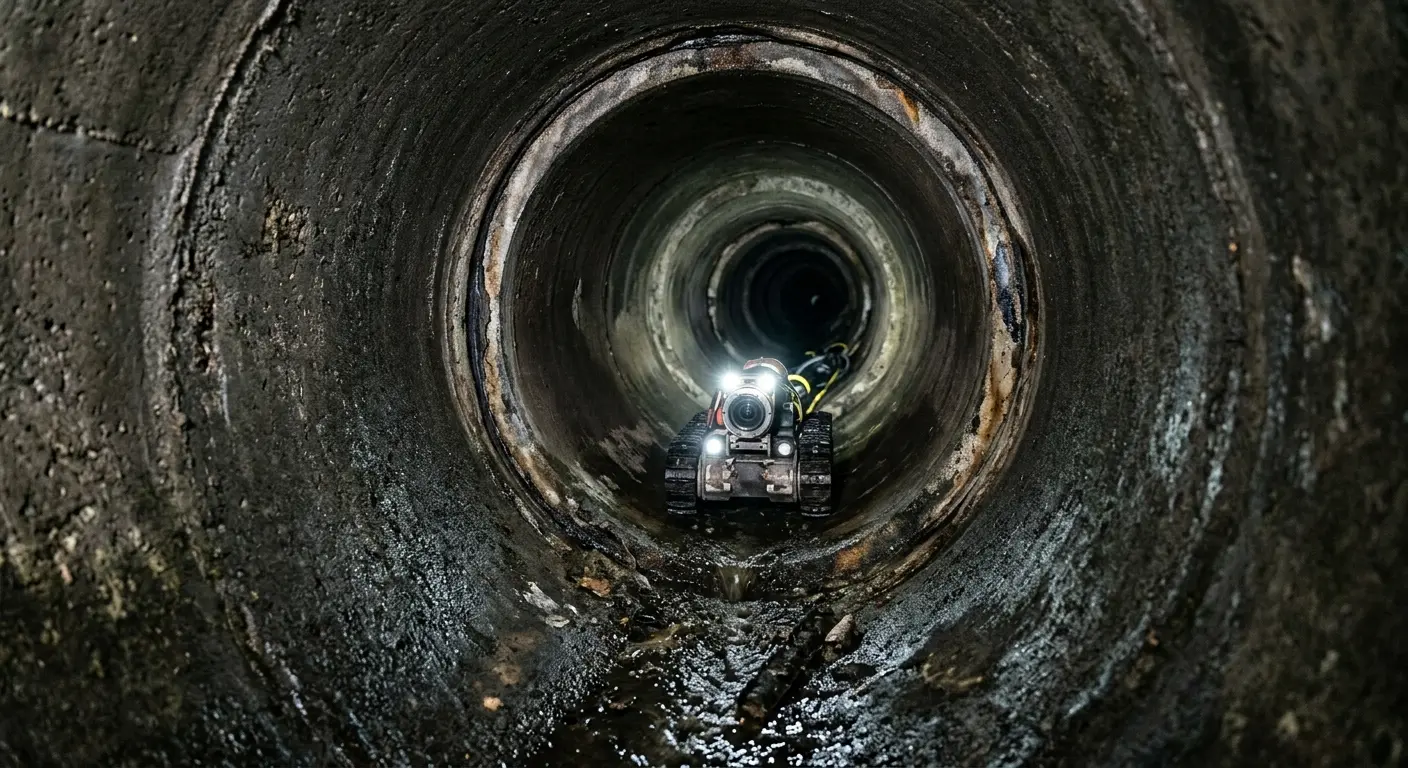 Robotic sewer camera inspecting pipe interior for Drain Snake Service in Bedford Heights